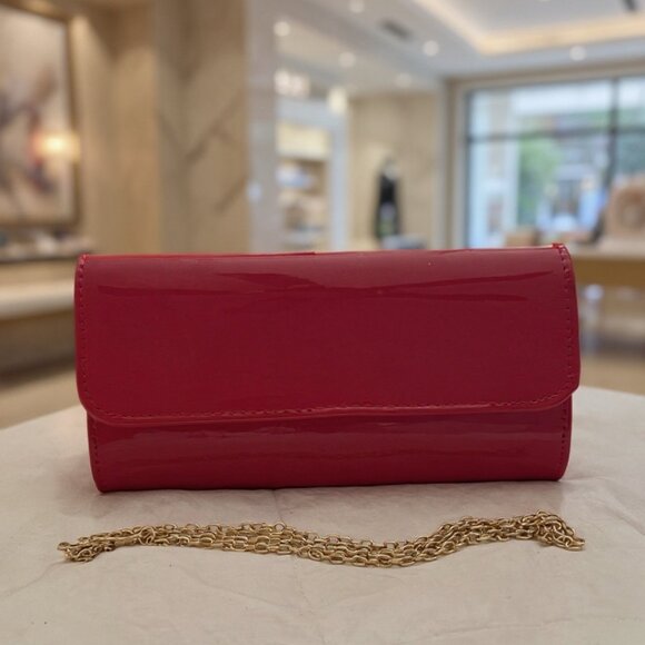 Red Patent Leather Envelope Clutch Purse - Picture 2 of 3